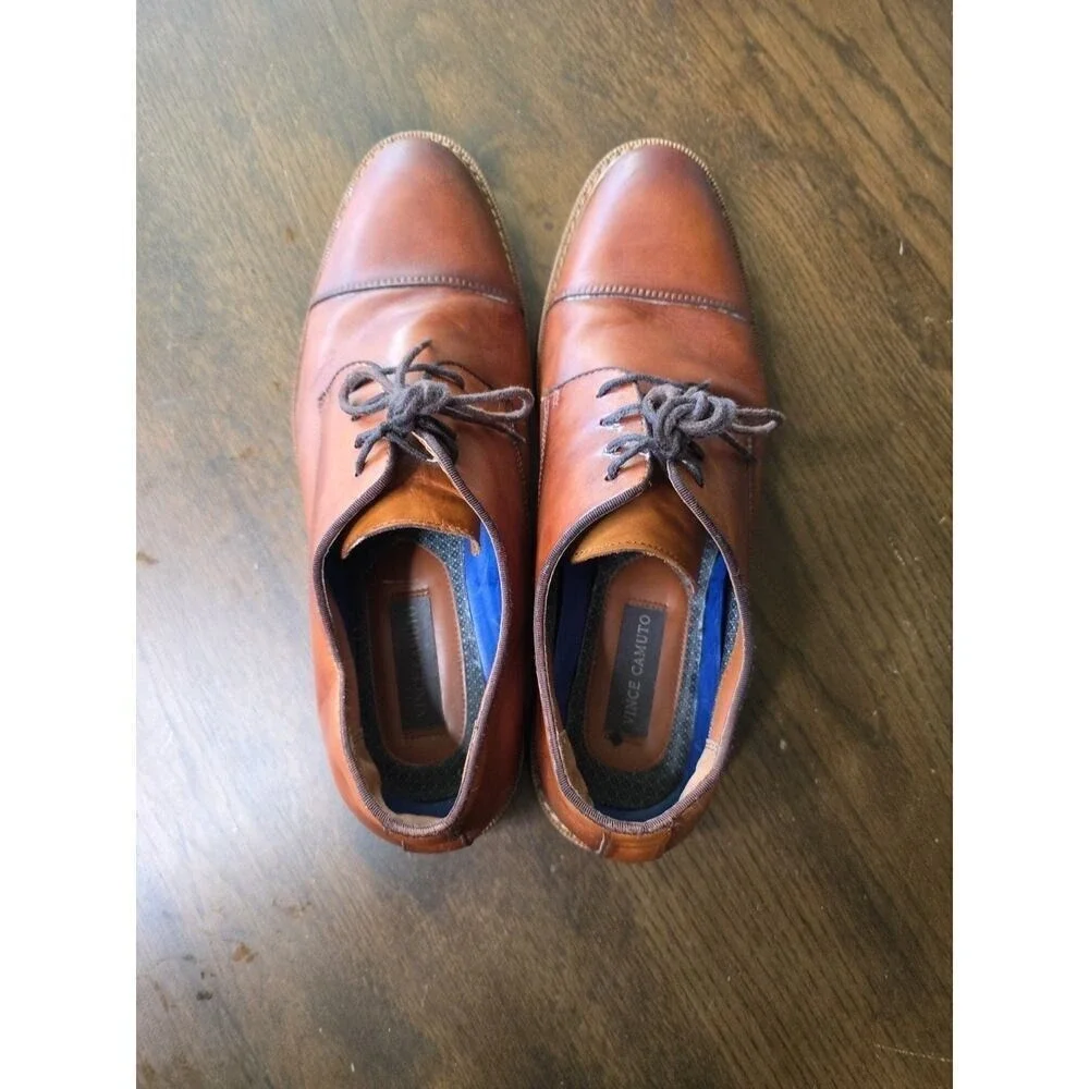 Vince Camuto Lamson‎ Cap Toe Oxford Men's Brown Leather Size 11.5 Wide NICE